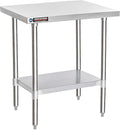 DuraSteel 30x24 Small Stainless Kitchen Island - NSF Outdoor Grill Work Station with Under Shelf - Metal Microwave Stand - For Laundry Room, Kitchen, Garage, Restaurant