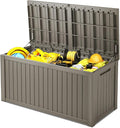 200 Gallon Deck Box, Resin Outdoor Indoor Waterproof Storage Box, Lockable Storage Box With Handle for Patio Furnitures - Garden Tools - Swimming Pool Tools UV Resistant (Grey, 200Gal)