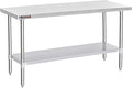DuraSteel 30x72 Stainless Steel Prep Table - NSF Commercial Kitchen Metal Worktable - Large Laboratory Benches with Under Shelf - For Laundry Room, Kitchen, Garage, Restaurant