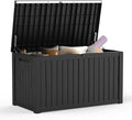 Mars Villa 180 Gallon Outdoor Storage Box, Large Resin Deck Box Waterproof, Storage Bin for Outside Patio Furniture Cushions, Pool Supplies, with Hydraulic Hinge, UV Resistant and Weatherproof, Black