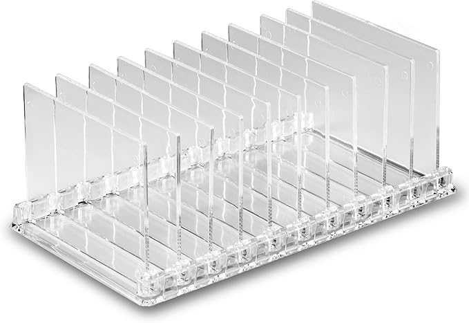 byAlegory Acrylic Makeup Eyeshadow Palette Organizer W/ Removable Dividers | 10 Space Vanity Desk Storage Fits All Palette Sizes - Clear