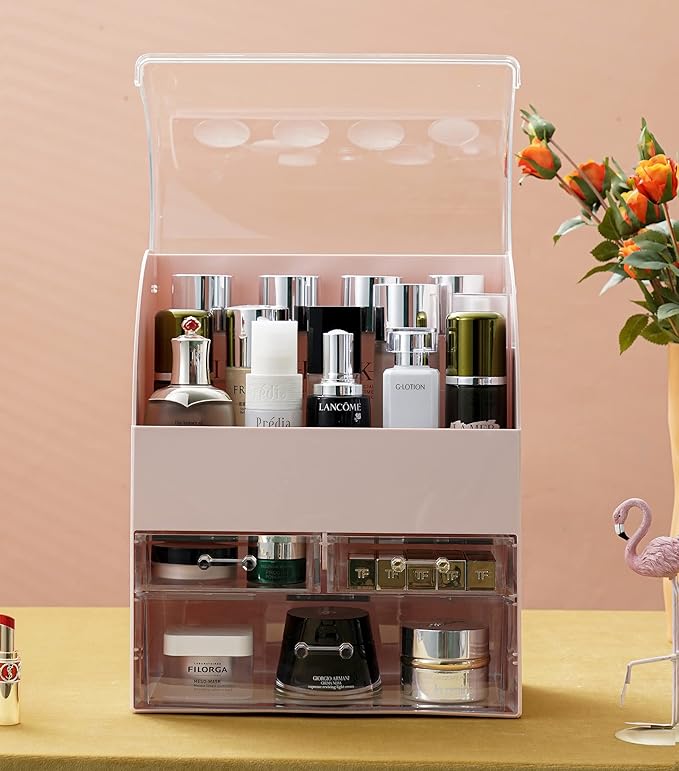 MOOCHI Professional Large Cosmetic Makeup Organizer Bathroom Storage Display Case with Drawers