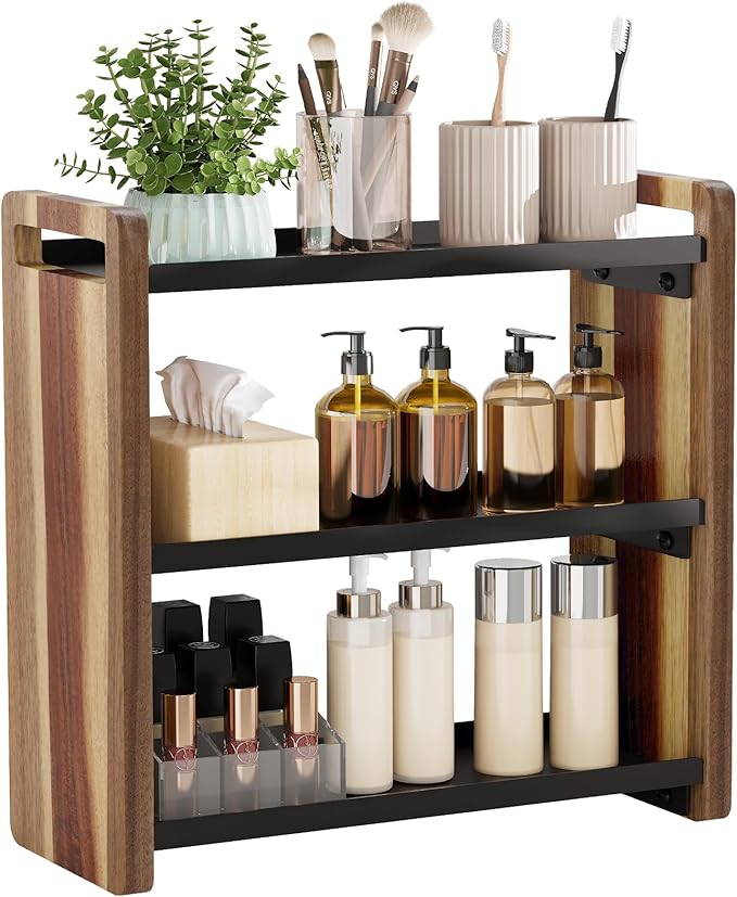 Bathroom Counter Organizer,Bathroom Counter Shelf,Bathrooms Organizers,Under Sink Organizer,Cologne Organizer For Men,Cologne Stand,Spice Rack,Cabinet Organizers(Brown 3 Tier)
