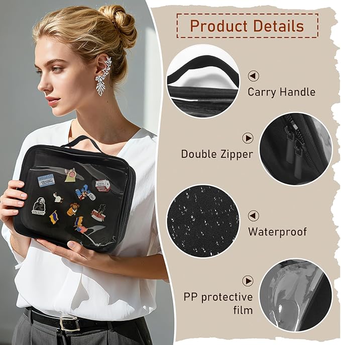 FR Multi-Function Enamel Pin Display Book, Detachable Binder Pin Bag