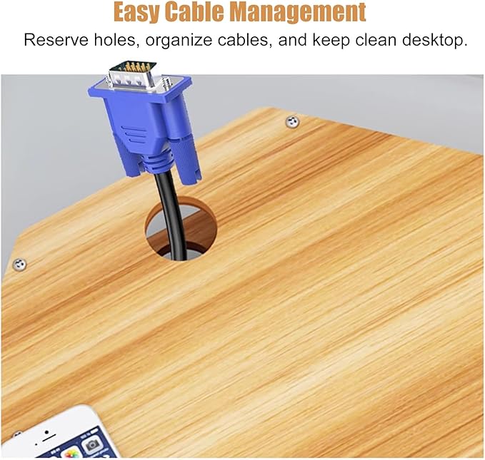 Triangular Wooden Corner Monitor Stand - Space-Saving Desktop Organizer & Laptop Shelf with Drawer, Perfect for Home & Office Use, Maximizing Workspace Efficiency