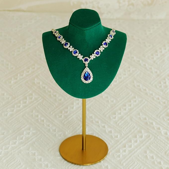 Necklace Display Stand For Selling Velvet Chain Jewelry Bust Holder Organizer With Stainless Steel Stand Jewelry Display