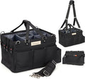 FifthStart Cleaning Supplies Organizer Tote & Caddy - X-Large, Black Nylon - Adjustable Straps for Cleaning Tote - 9 Pockets & Dividers in Organizer Bag - Durable Nylon Construction for Diaper Caddy