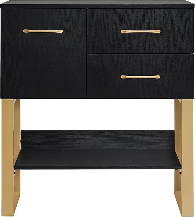 BarberPub Beauty Barber Station, Spa Wall Mount Storage Cabinet, Styling Salon Equipment for Hair Stylist, Bathroom Dresser with Drawers & Shelf 3185 (Black)