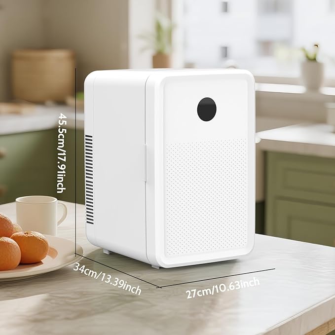 13L/22L Mini Fridge for Bedroom, Non-condensing Small Skincare Fridge, 110V/12V Portable Refrigerator Cooler & Warmer for Drinks, Food, Beauty, Makeup, Dorm, Car, Office