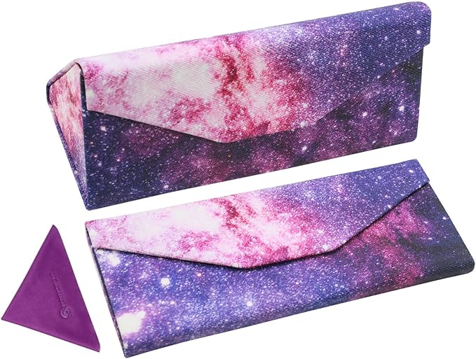 Foldable Glasses Case, Magnetic PU Leahter Sunglasses Case, Cute Hard Shell Folding Eyeglass Cases for Women Kids