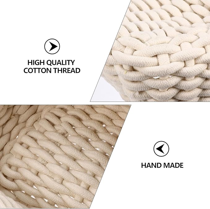 Uonlytech Decorative Cotton Storage Basket with Handle for Nursery and Snacks Large Woven Organizer for Home Multifunctional Storage Bin for Pantry Bedroom and Craft