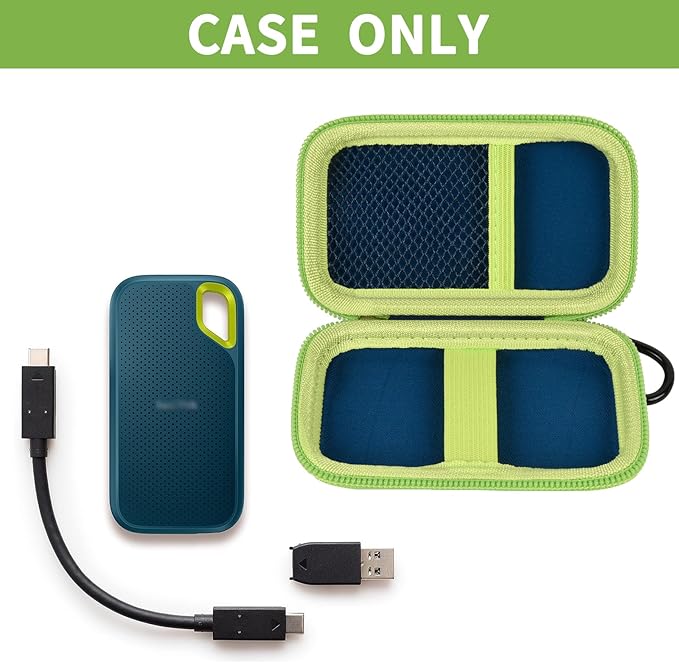 Case Compatible with SanDisk 1TB 2TB 500GB 4TB/for SanDisk PRO Extreme Portable SSD, External Solid State Hard Drive Storage Holder for SDSSDE61/ SDSSDE60/ SDSSDE81/SDSSDE30/SDSSDE60 (Box Only)(Green)