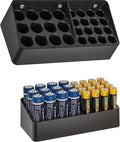 Wall Mounted Battery Storage Manager,Battery Storage Rack Suitable for 16 AAA and 12 AA Batteries, Wall Mounted on cabinets, Drawers, Walls (Storage Rack Does not Include Batteries) (Black)