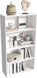 Wooden 4 Tier Book Shelf，4 Cube Storage Organizer, 44 Inch Versatile Cubes Shelf and Cubby Unit for Any Space (White, 4 Cube-W(23.6inch)