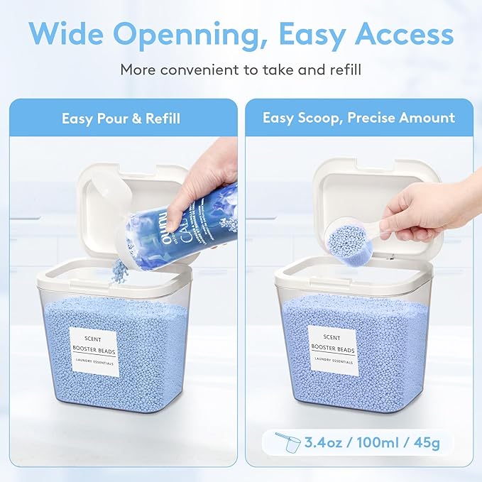 Lifewit 5+1 Laundry Pods Container & Dryer Sheet Holder, Large Powder Detergent Dispenser Storage Jars, Laundry Room Containers for Scent Booster Beads with Pop up Lids, Labels and Scoop