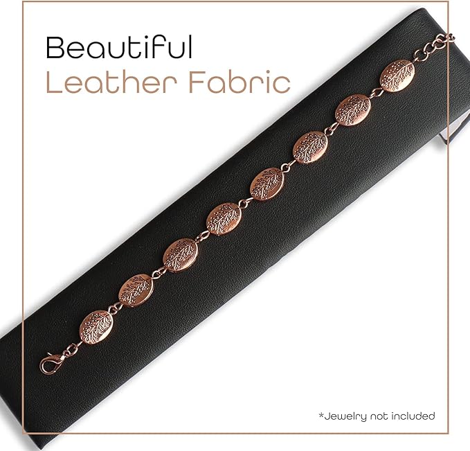 Novel Box 2 Pack Bracelet/Watch Ramp Black Leatherette 2x8.25x2 Inches - Slim and Sleek Ramps for Jewelry Display - Bracelet Holder Organizer Stand for Wedding, Selling & Personal Use