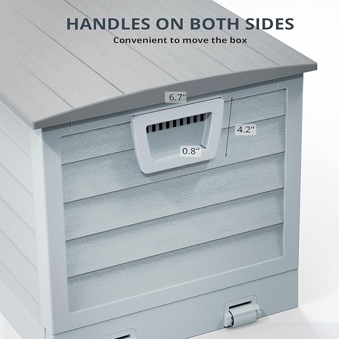 Foldable 75 Gallon Outdoor Storage Box, Plastic Storage Containers with Lid, Patio Deck Box Furniture for Garden, Pool, Balcony, Yard (Gray Lid)