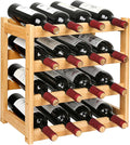 VASMIA Wine Rack, 4-Tier Bamboo Wine Racks Countertop,Sturdy and Durable Wine Storage Cabinet Shelf,16 Bottles Wine Holder for Kitchen Pantry, Natural