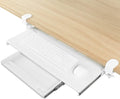 VIVO Large Keyboard Tray Under Desk Pull Out Platform with Pencil Drawer, Extra Sturdy C Clamp Mount, 27 (33 Including Clamps) x 11 inch Slide-Out Tray with Storage Drawer, White, MOUNT-KB05-4DW