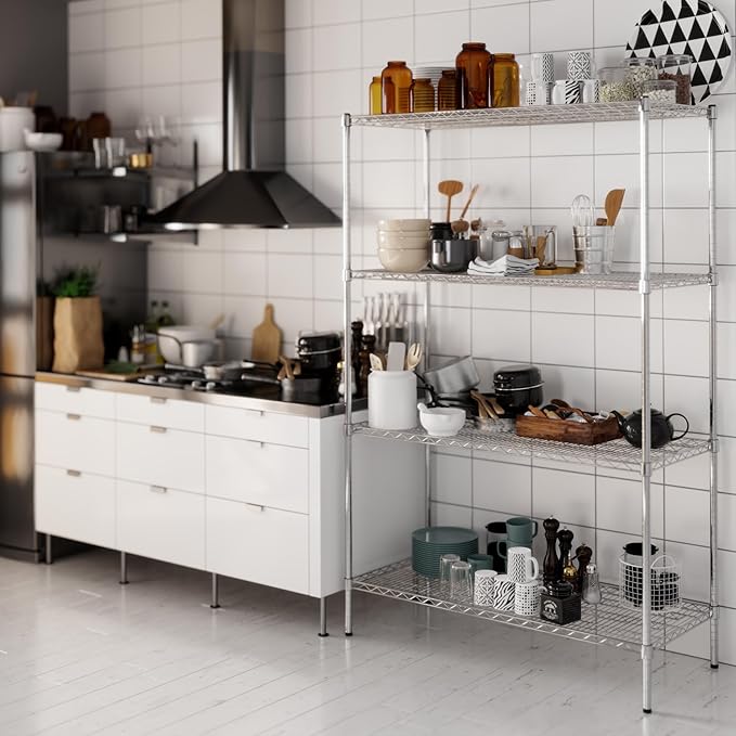 21" Deep x 48" Wide x 74" Height Wire Shelving Kit | 4-Tier | NSF Commercial Storage Rack Unit