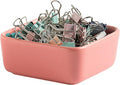 Ceramic Paper Clip Holder for Desk Cute Binder Holder Paperclip Holders for Office Paper Clips Dispenser Organizer desk décor (pink)