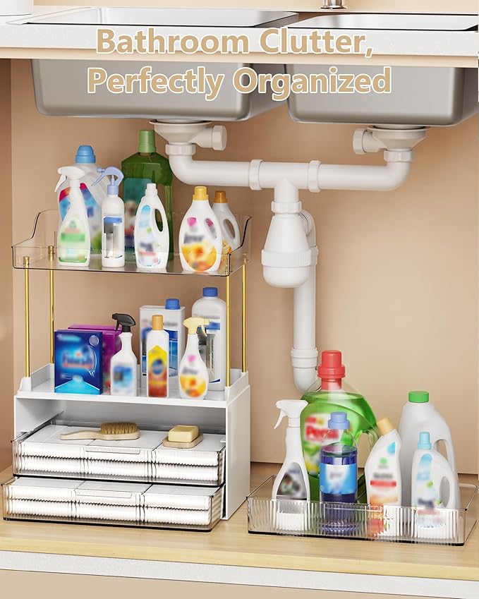 Bathroom Organizers and Storage, Makeup Organizer (Sturdy Durable Attractive), Ideal for Vanity, Countertop, Counter, Perfume, Skincare, Cabinet, Cosmetic, Dresser Organizer (White)