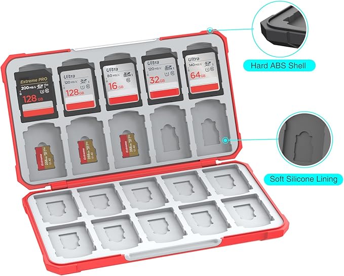 SD Card Holder Memory Card Case for SD/TF Cards, Memory Storage Organizer for 20 SDXC SDHC and 20 TF Cards