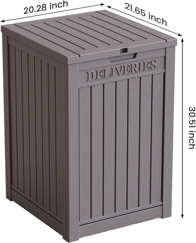 55 Gallon Resin Deck Box, Waterproof Outdoor Storage Box for Patio Furniture, Garden Tools, and Pool Accessories, Lockable UV-Resistant Storage Bin Bench Cabinet for Outside, Grey