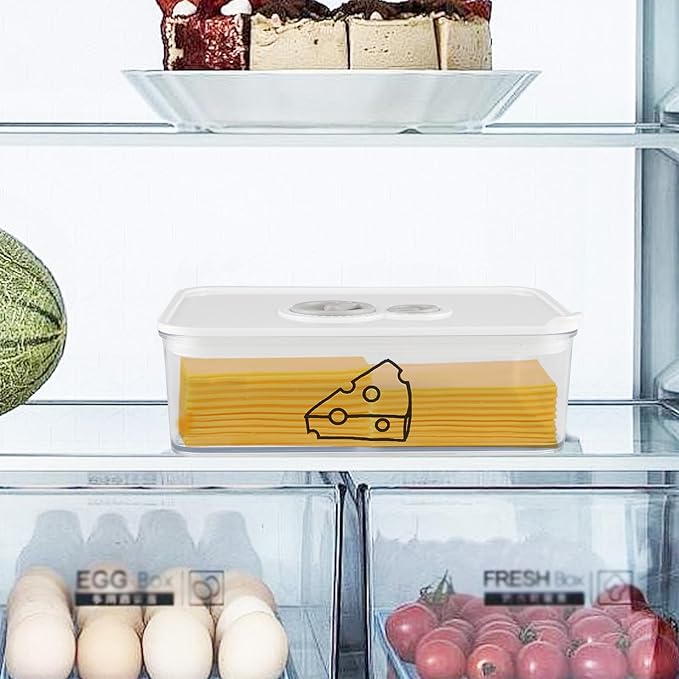 Cheese Container for Refrigerator,Cream Cheeses Storage Box,Cheese Keeper with Airtight Lid and Time Recording,BPA-Free Kitchen Storage Organizer Sliced,Grated,Cheddar Cheeses Saver,clear