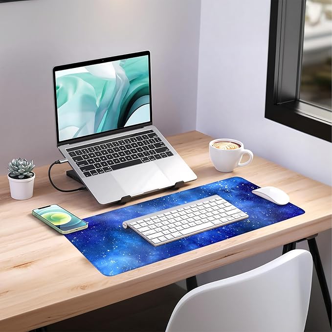Starry Sky Gaming Mouse Pad 31.5"x11.8"Desk Mat Anti-Slip Rubber Base & Durable Stitched Edges for Gamers Smooth Mouse Writing Surface for Desk Office/Home