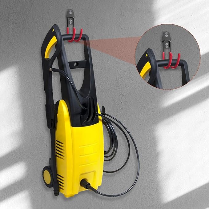 3-H Garage Wall Hooks 10 Pack, Heavy Duty Garage Hooks with Extra Welding Spots, Wall Mount Storage Organizer for Hanging Garden Lawn Tools, Chair, Shovel, Blower, Toolkit (red)