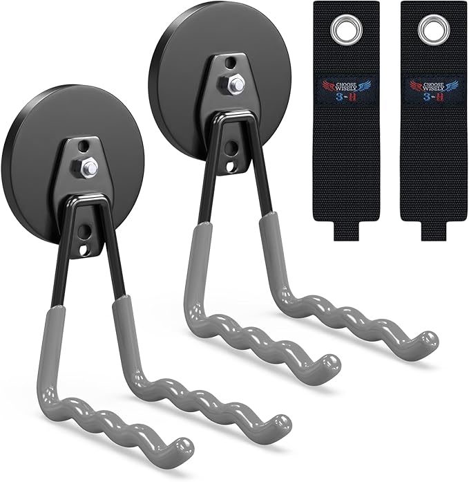 3-H Magnetic Wave Hooks Heavy Duty 2 Pack, Large Magnet Garage Hooks Heavy Duty and Strong Utility Magnetic Tool Holde for Hanging and organizing Garden Power Tool (Grey