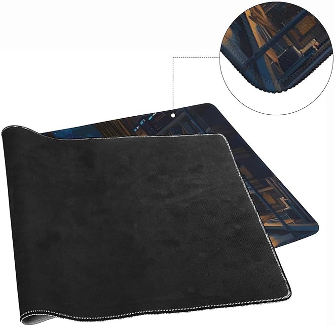 City Night from The Study Window Large Mouse Pad, Anime Style Gaming Desk Mat, XXL Keyboard Desk Pad Mat for Desktop, 35.4"x15.7" Non-Slip Base Big Mousepad with Stitched Edges