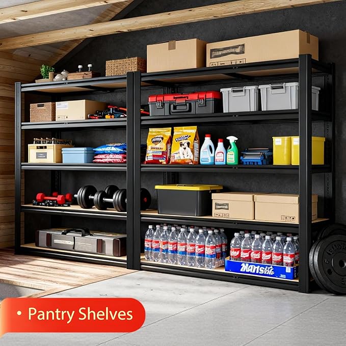 Heavy Duty Storage Shelves Unit, Adjustable Metal Garage Shelving,3500LBS Garage Storage Industrial Shelves,Storage Racks,Steel Shelf Suitable for Shop,Warehouse,Basement
