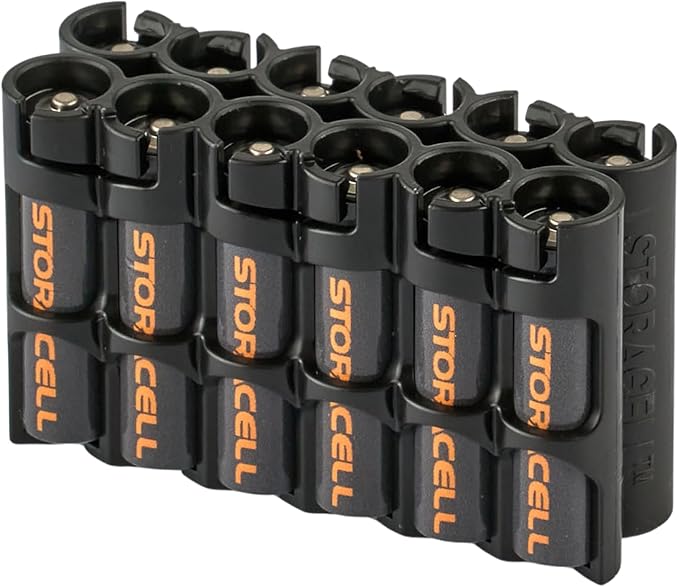Storacell by Powerpax AAA Battery Storage Caddy, Black, Holds 12 Batteries (Not Included)
