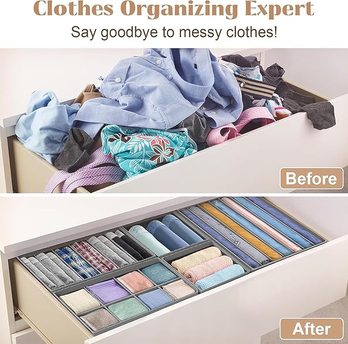 8 Pack Dresser Drawer Organizer Clothes Underwear Sock Storage Pink Foldable Closet Organizer Storage Box Cloth Drawer Dividers