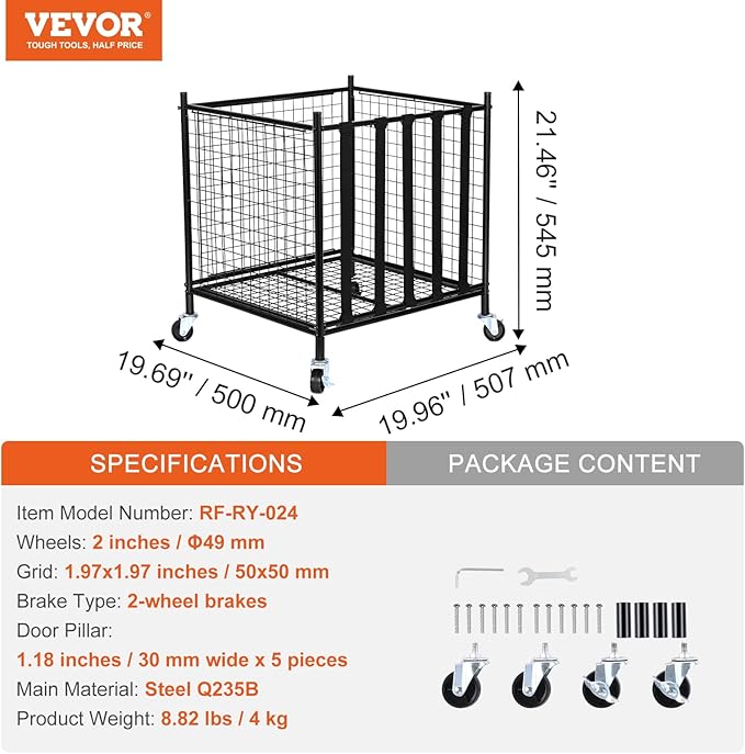 VEVOR Rolling Sports Ball Storage Cart, Lockable Basketball Cage with Double Lids, Sport Equipment Holder Organizer for Indoor Outdoor, Steel Storage Rack for Garages, Playgroup, Gym and Schools