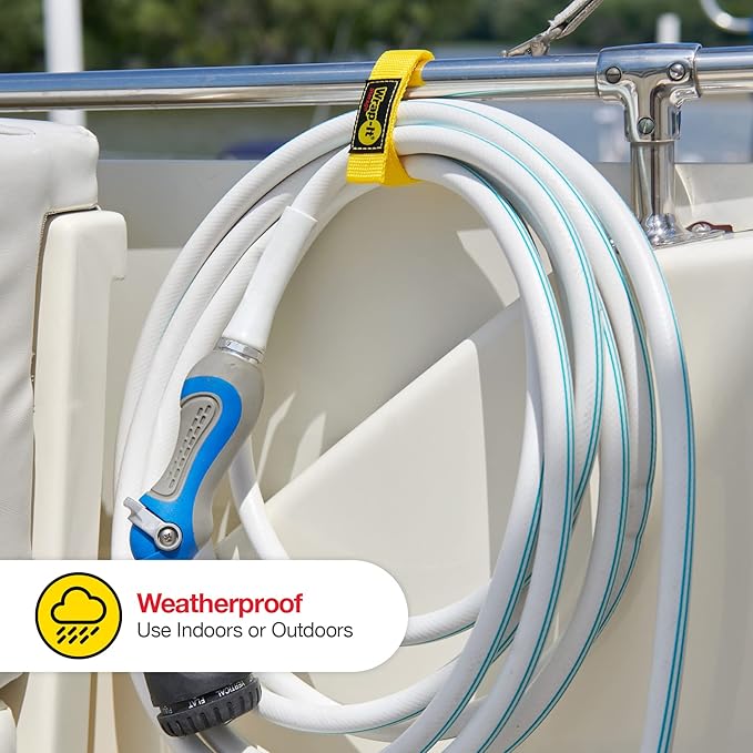 Quick-Straps by Wrap-It Storage – 9” (12-Pack) Black - Hook and Loop Straps for Hose and Cord Storage and Organization