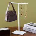 Purse Display Stand Jewelry Tower Stainless Steel Handbag Stand Jewelry Stands Tabletop for Necklaces Organizer Stand Adjustable Height Home Store Boutique, White