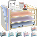 gianotter 4-Tier Paper Organizer With Magazine Holder, Desk Organizers and Accessories, Gold Desk Accessories, File Organizer for Office Supplies Storag(Gold)