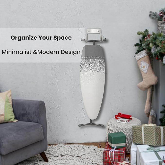 Ironing Board Hanger Wall Mount, Ironing Board Holder Organizer Wall Rack for Laundry Rooms Space-Saving Storage Rack Hanging Shelf Hanger (White)