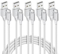 etguuds USB A to USB C Cable 5-Pack (3/3/6/6/10 ft), Fast Charging Type C Charger Cord for iPhone 17 16 15 Pro Max Plus Air, Samsung Galaxy S25 S24 S23 S22 S21 S20 A56 A17 A16, Pixel, Moto G, White