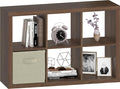 6 Cube Organizer, Cube Storage Organizer with Fabric Bin, Cube Storage Shelf for Bedroom, Living Room, Office, Modular Bookshelf Organizer for Books, Closet, Classic Oak