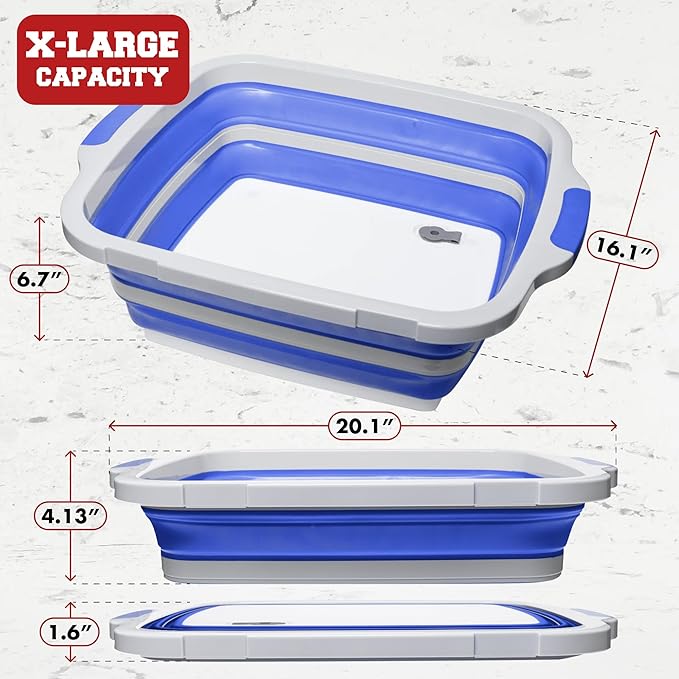 KITCHEN PERFECTION Collapsible XL Smoker & BBQ Prep Tub with Locking Lid & Cutting Board - Grill Caddy Container for Meat Marinating & Brine Perfect For Brisket, Turkey & Ribs - Best Gift For Men