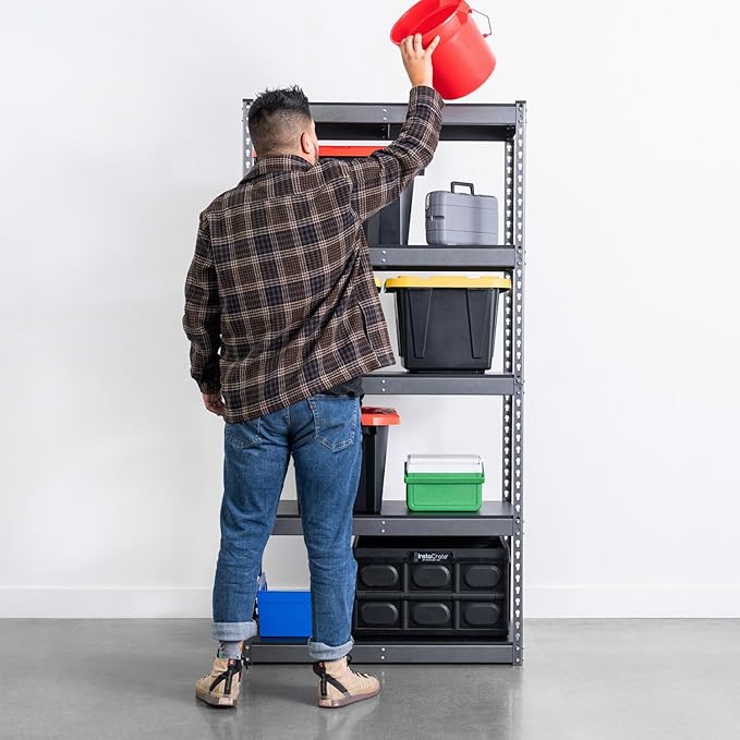 SafeRacks Modular Garage Shelving - 5 Tier Storage Shelves, Tall Metal Rack Shelves for Storage, Heavy Duty Steel Shelf Organizer for Garage, Or Kitchen Pantry (Hammertone, 18 x 36 x 72)