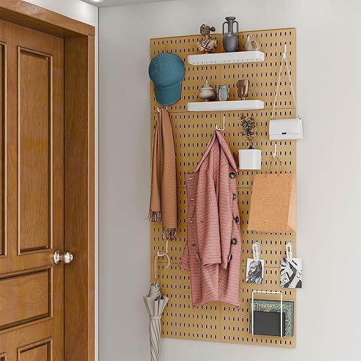 Pegboard Combination Kit for Wall Organizer, Wall Mounted Peg Board Kits for Kitchen, Bedroom, Office, &Bathroom, 4 Pieces White Pegboards and 14 Accessories, 22" x 22"