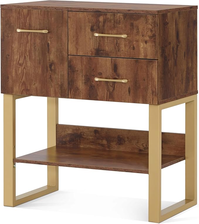 BarberPub Styling Barber Station, Wall Mount Storage Cabinet, Salon Equipment for Hair Stylist, Spa Beauty Makeup Organizer, Bathroom Dresser with Drawers & Shelf 3185 (Rustic Brown)