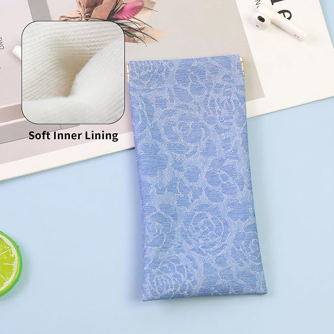 Double Eyeglass Case Soft Dual Glasses Case for Women Men Travel Squeeze Top Sunglasses Cases Eyeglasses Pouch