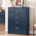 LEYAOYAO Fluted 6 Drawers Dresser for Bedroom, 42" Tall Modern Chest of Drawers with Metal Handle, Curved Profile Design,Navy Blue Wood Drawer Organizer for Bedroom, Living Room, Hallway, Entryway