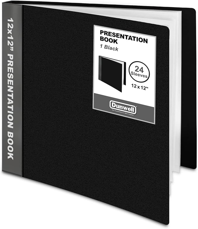 Dunwell 12x12 Binder with Sleeves - Folder with Clear Sheet Protectors, 24-Pockets, Display 48 Pages, 12 x 12 Presentation Book, Art Portfolio for Artwork, Keepsake Album